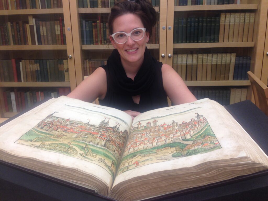 Maggie with Nuremberg Chronicle