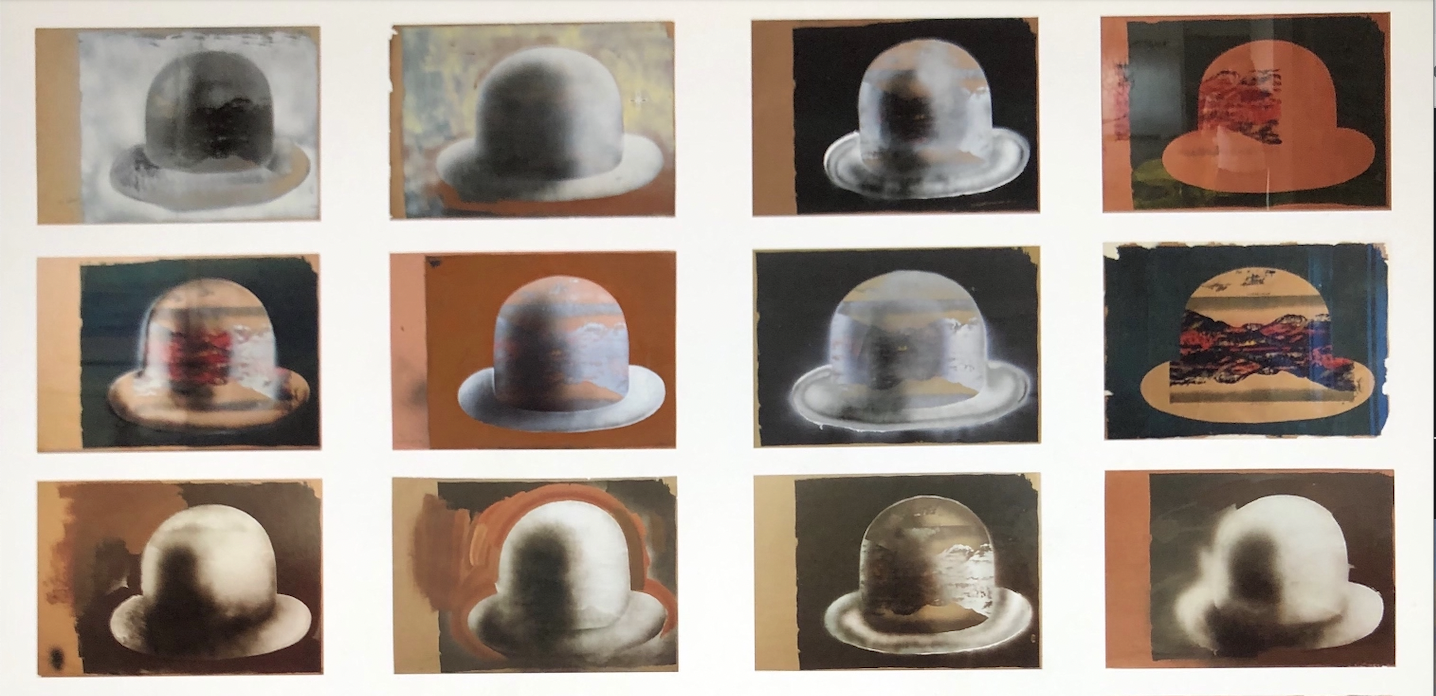 Painting by Dieter Roth of many hats